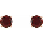 14K Rose 4 mm Natural Mozambique Garnet Earrings